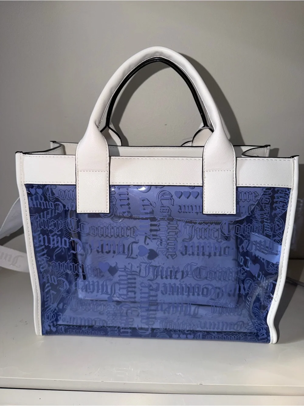 Juicy Couture Heart Dazzling Blue Beachin Tote NWT w/ Cosmetic Bag - Picture 12 of 12